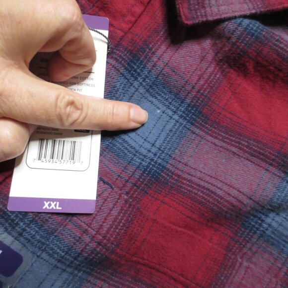 NWT EDDIE BAUER mens BRISTOL FLANNEL burgundy PLAID long sleeve WESTERN size XXL - Picture 3 of 9